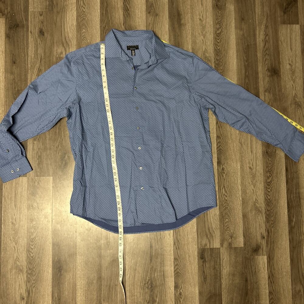 Alfani Mens Regular fit Long Sleeve Button-Up Shirt XL Blue Patterned